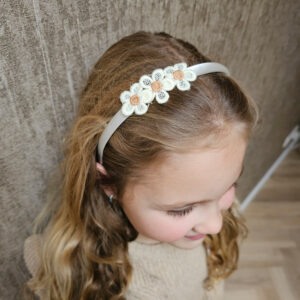 Haarband creme beige bloemen