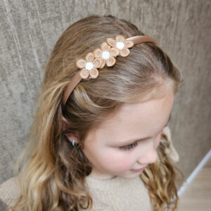 Haarband beige creme bloemen