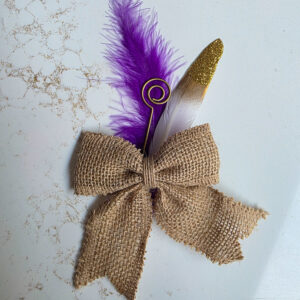 Juten strik veren luxe paars