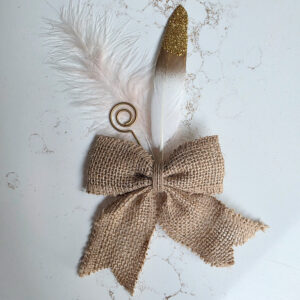 Juten strik veren luxe beige