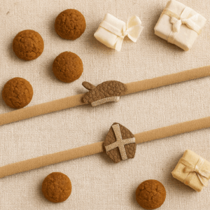 Setje haarbandjes sint beige